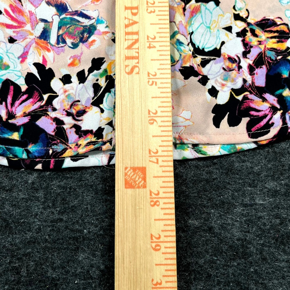 Express the Portofino Shirt Womens Small Multicolor Floral Pleated Button Up - Picture 3 of 8